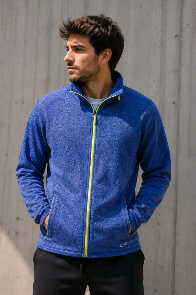 Chaqueta polar azul con cierre amarillo - 2