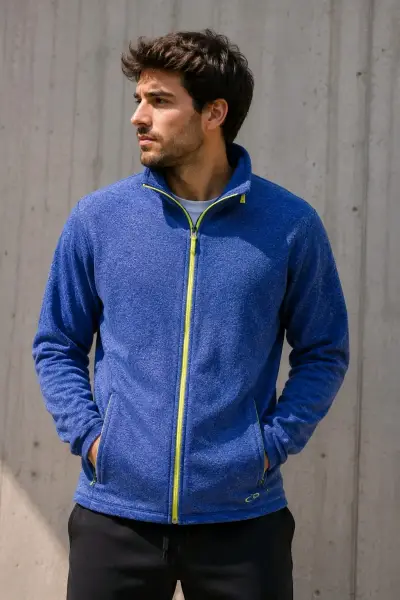 Chaqueta polar azul con cierre amarillo - miniatura 2