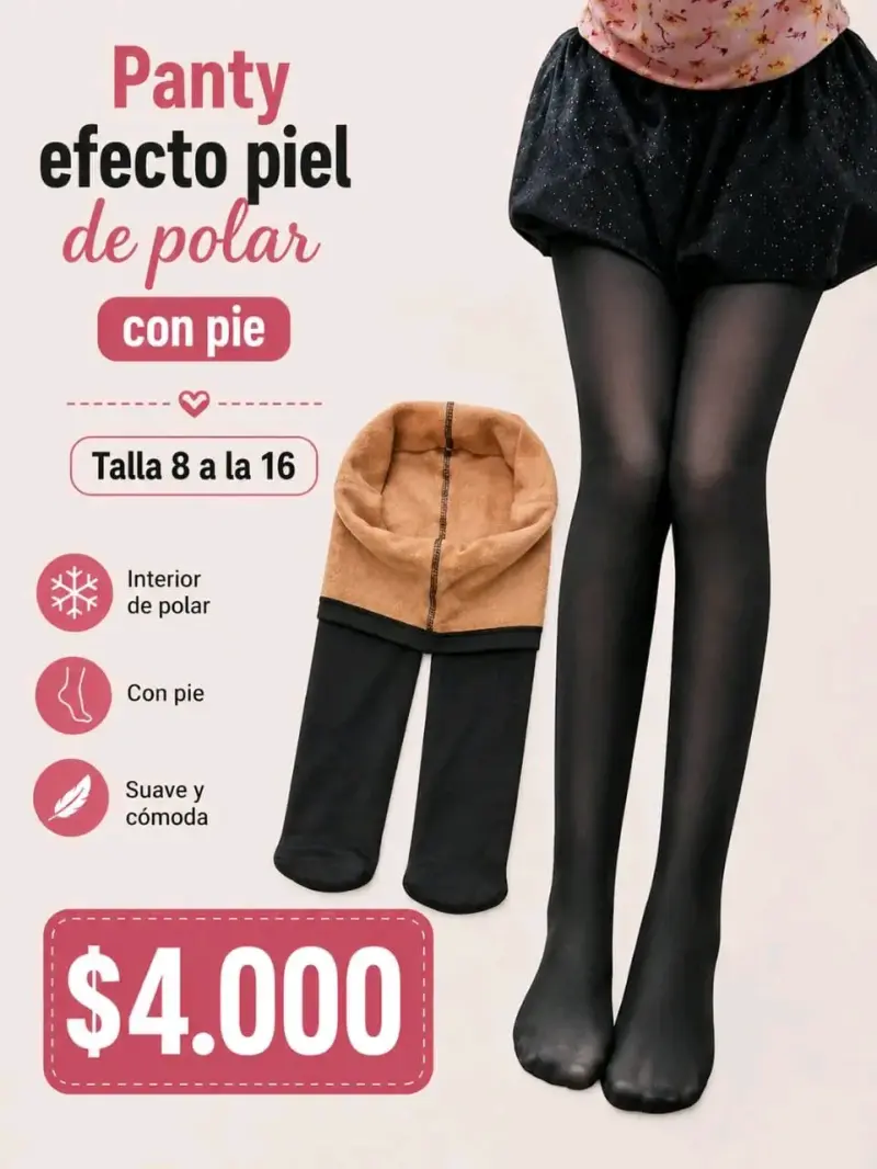 Panty efecto piel de polar con pie