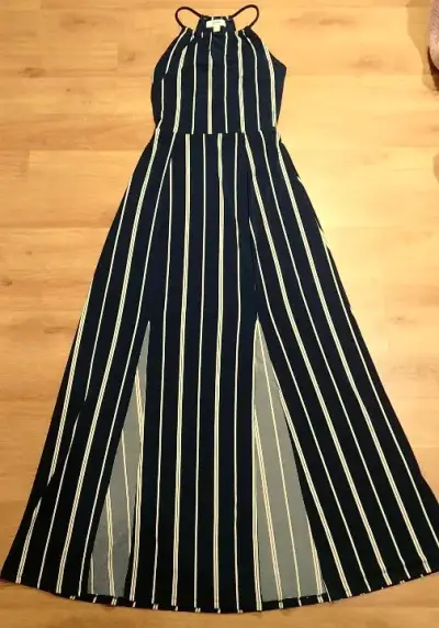 Vestido largo de rayas azul y blanco - miniatura 1