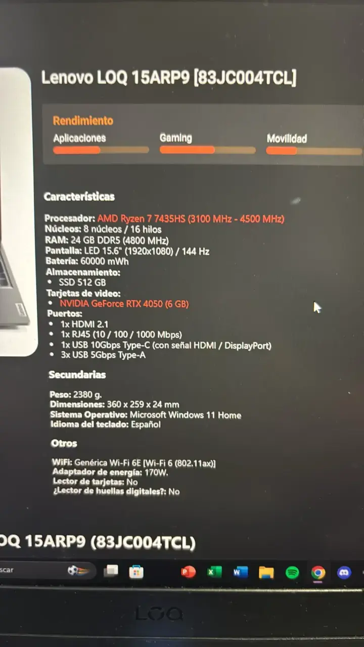 Laptop Gamer Lenovo LOQ15 ARP 9 - 6
