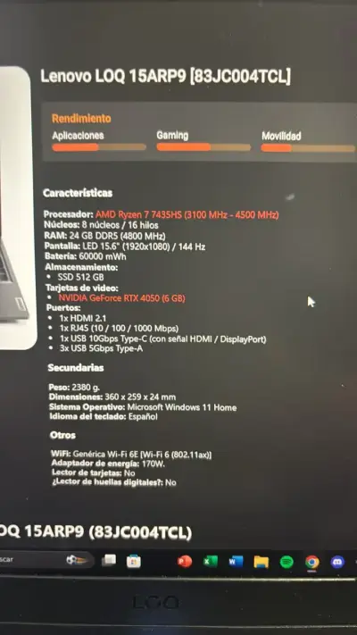 Laptop Gamer Lenovo LOQ15 ARP 9 - miniatura 6