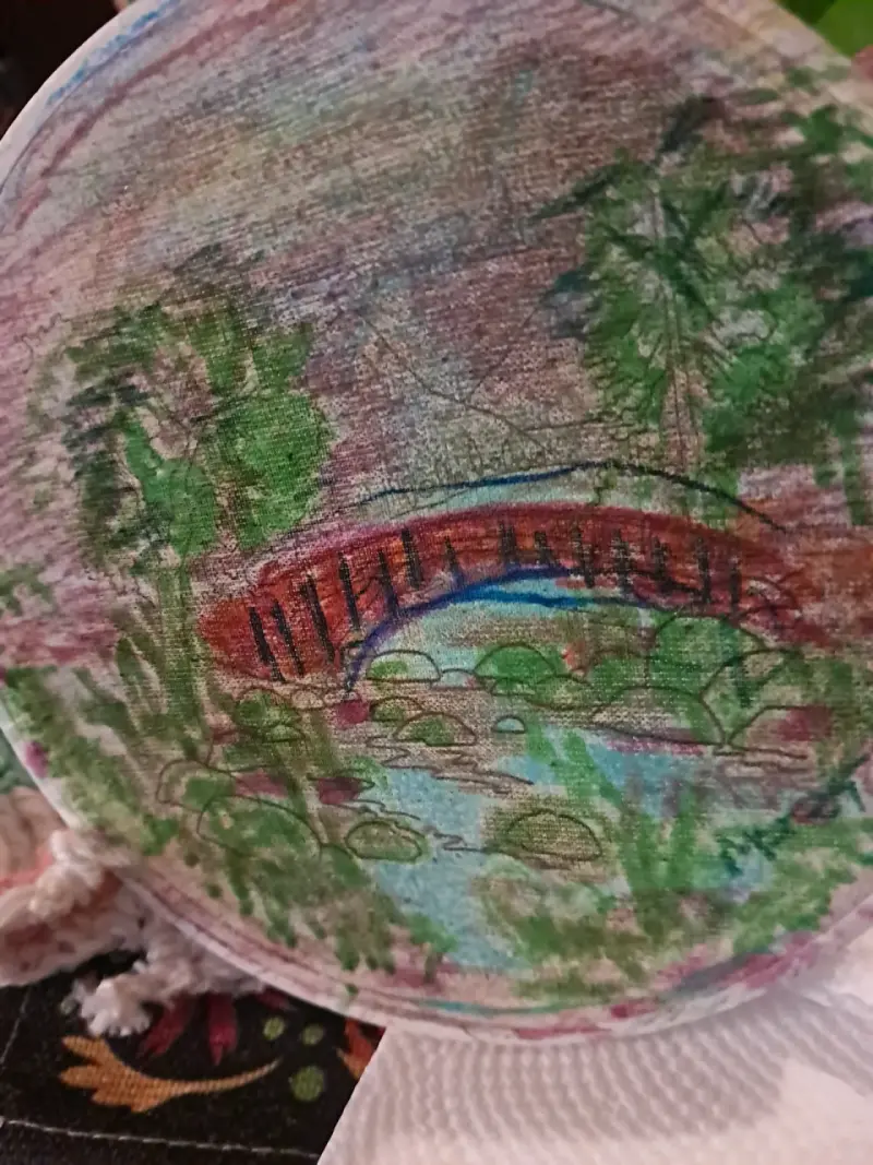 PINTADO decorativo pintado a mano con paisaje - 4