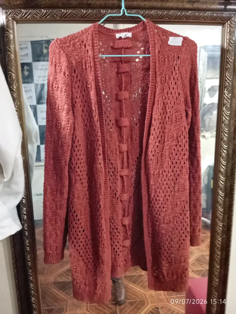 Cardigan tejido color terracota - 1
