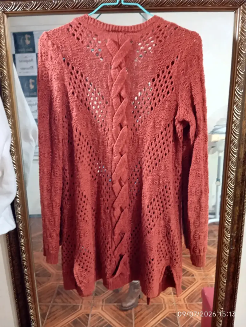 Cardigan tejido color terracota - 2