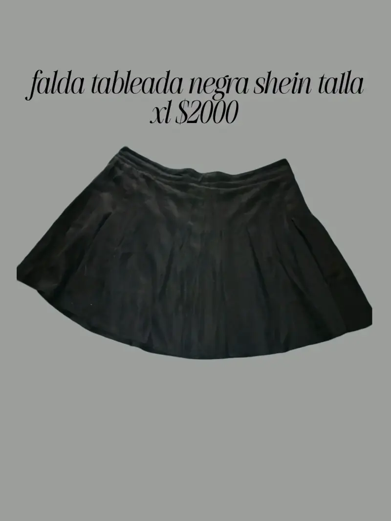 Falda tableada negra Shein talla XL
