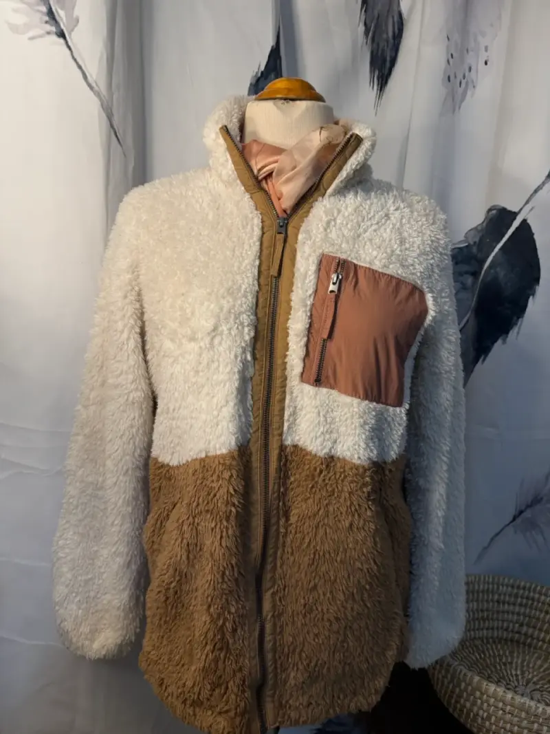 Chaqueta de lana bicolor con bolsillo - 1