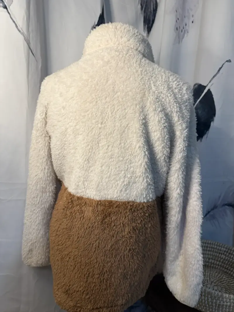 Chaqueta de lana bicolor con bolsillo - 3
