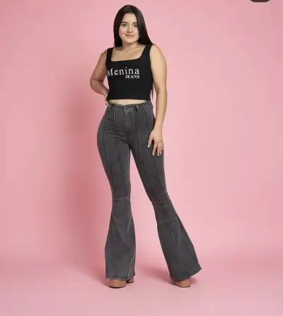 Jeans acampanados Menina gris oscuro - miniatura 1