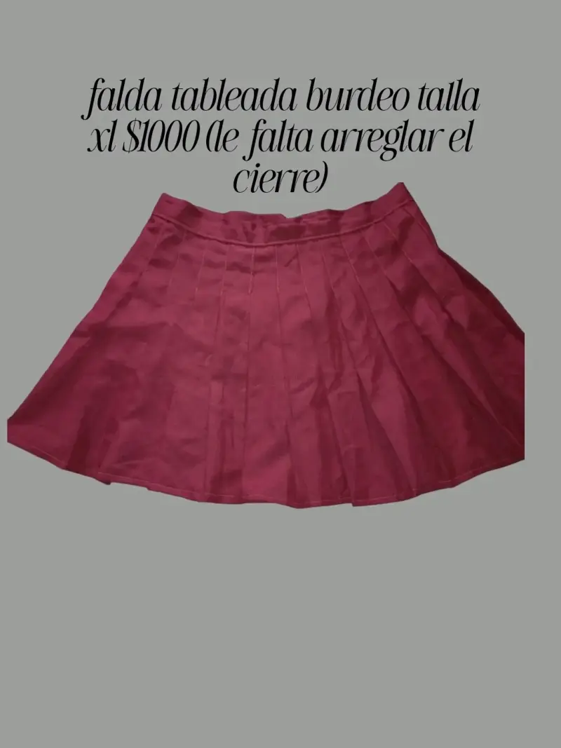 Falda tableada burdeo talla XL