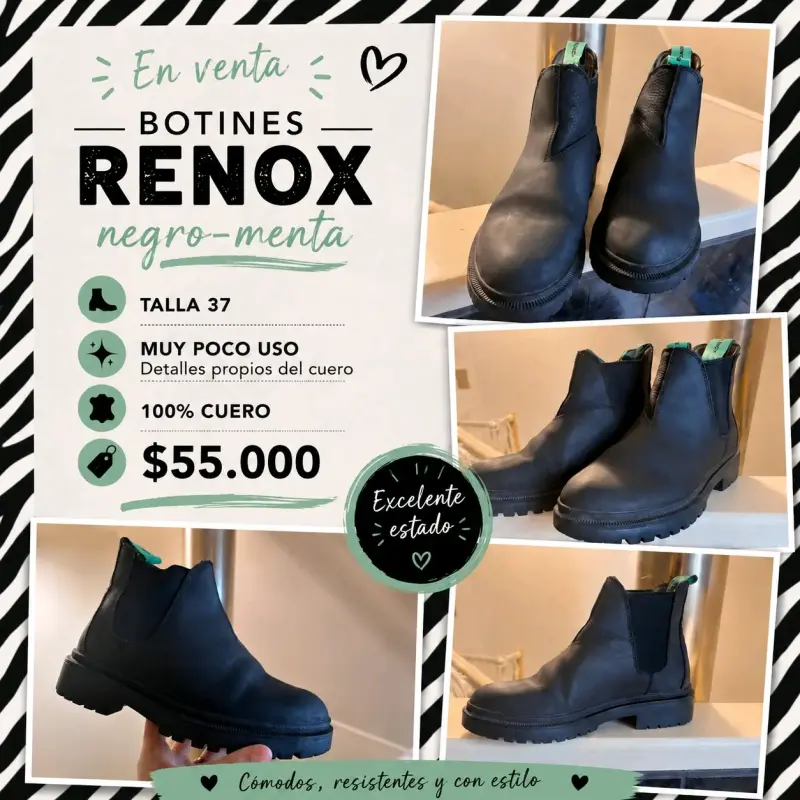 Botines Renox negro menta talla 37 - 1