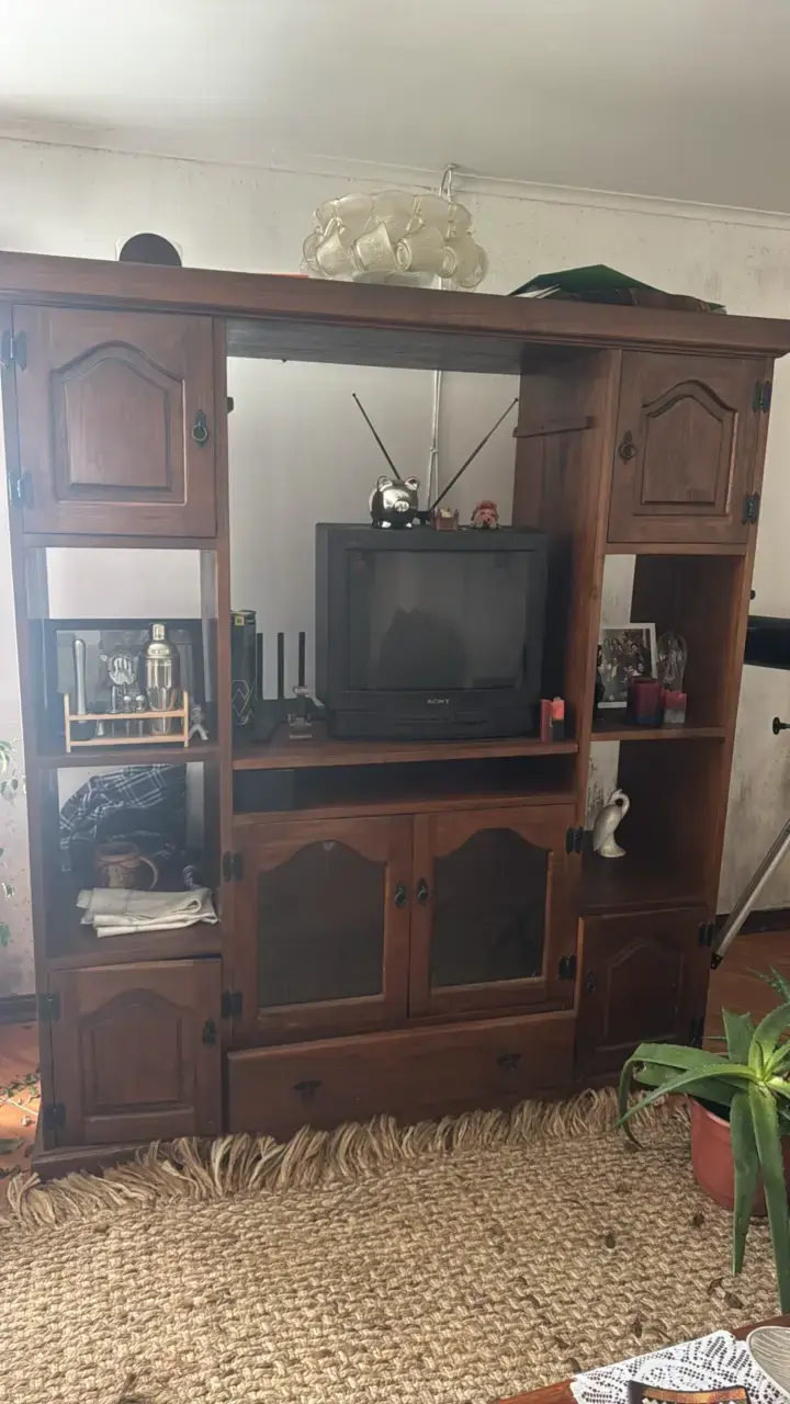 Mueble de rauli para TV con estantes - 1