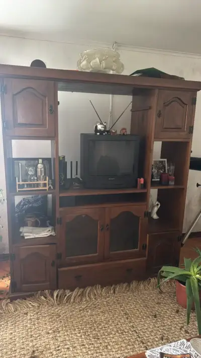 Mueble de rauli  para TV con estantes - miniatura 1