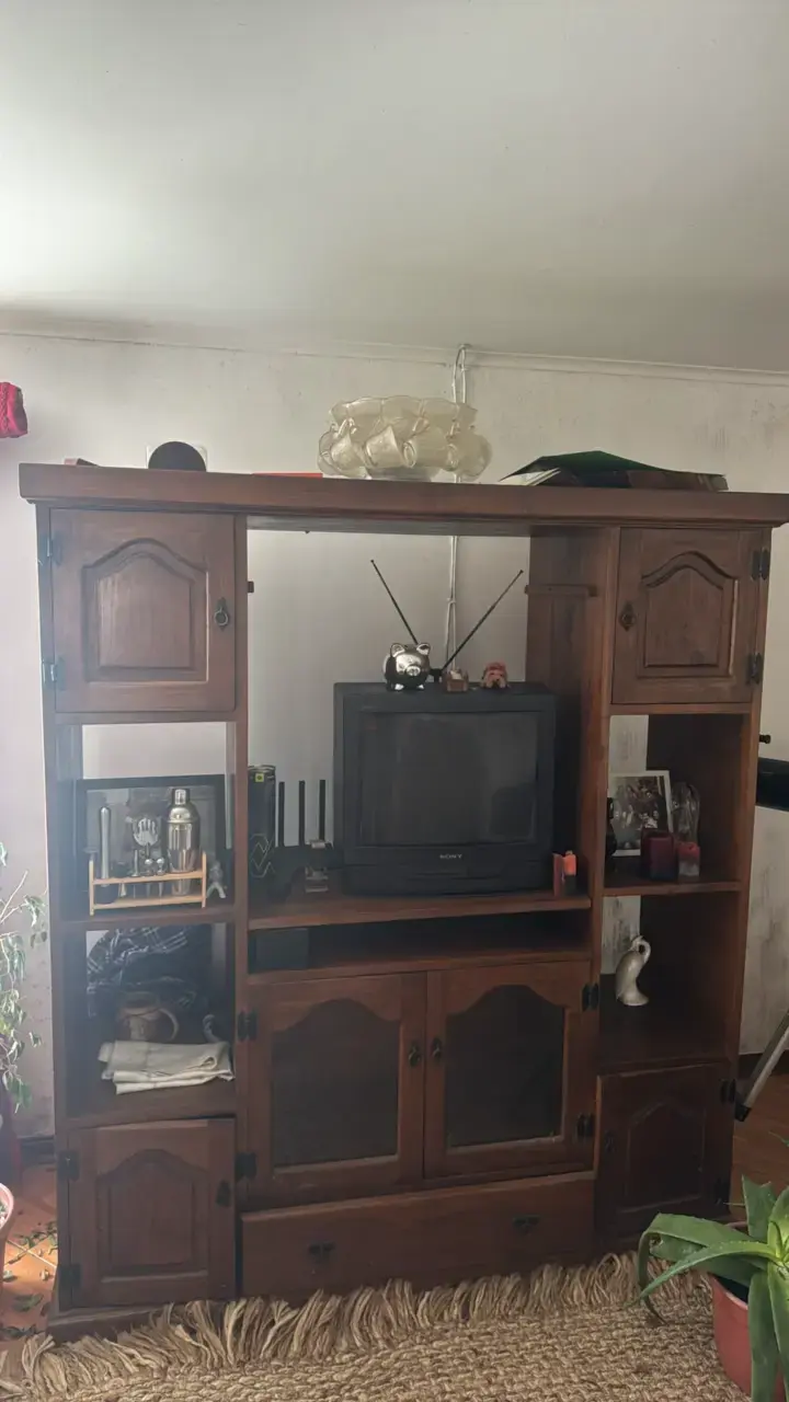 Mueble de rauli para TV con estantes - 3