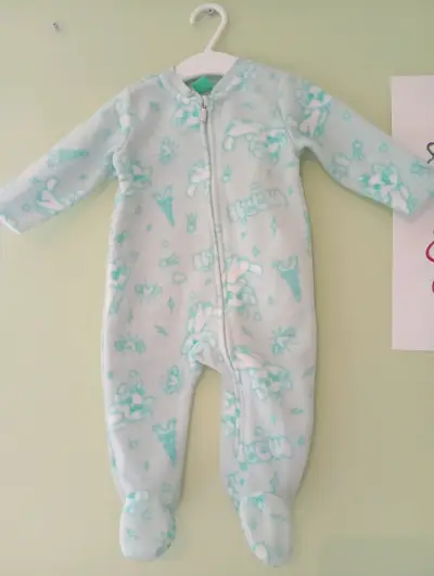 Pijama enterito polar para bebé celeste - miniatura 1