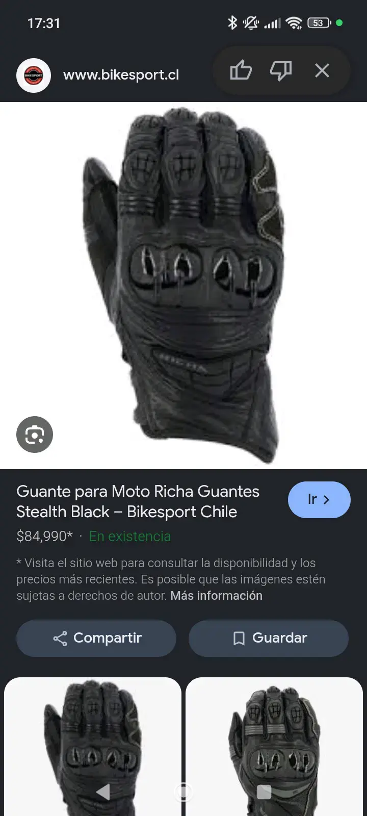 Guantes para moto Richa Stealth Black - 1