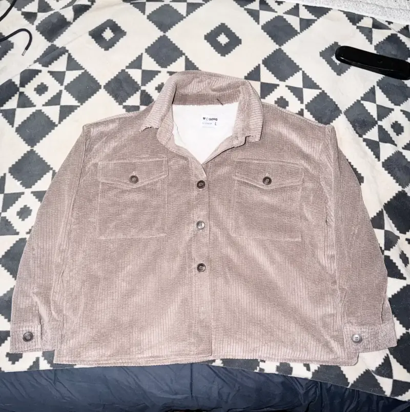 Chaqueta de cotelé café claro (M) - 1