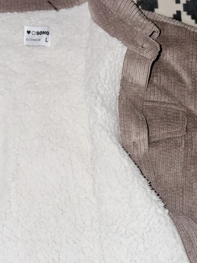 Chaqueta de cotelé café claro (M) - 3