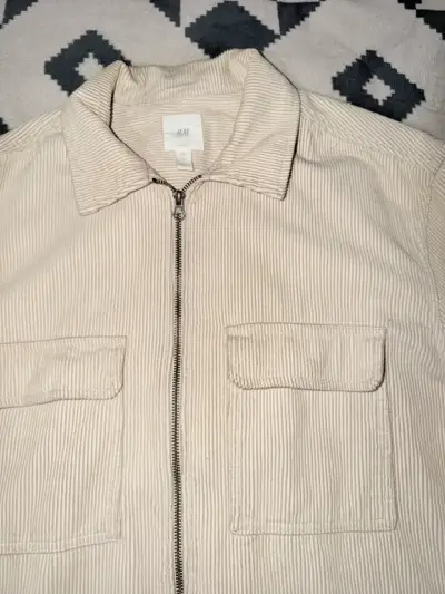 Chaqueta beige de cotelé con cierre - miniatura 2