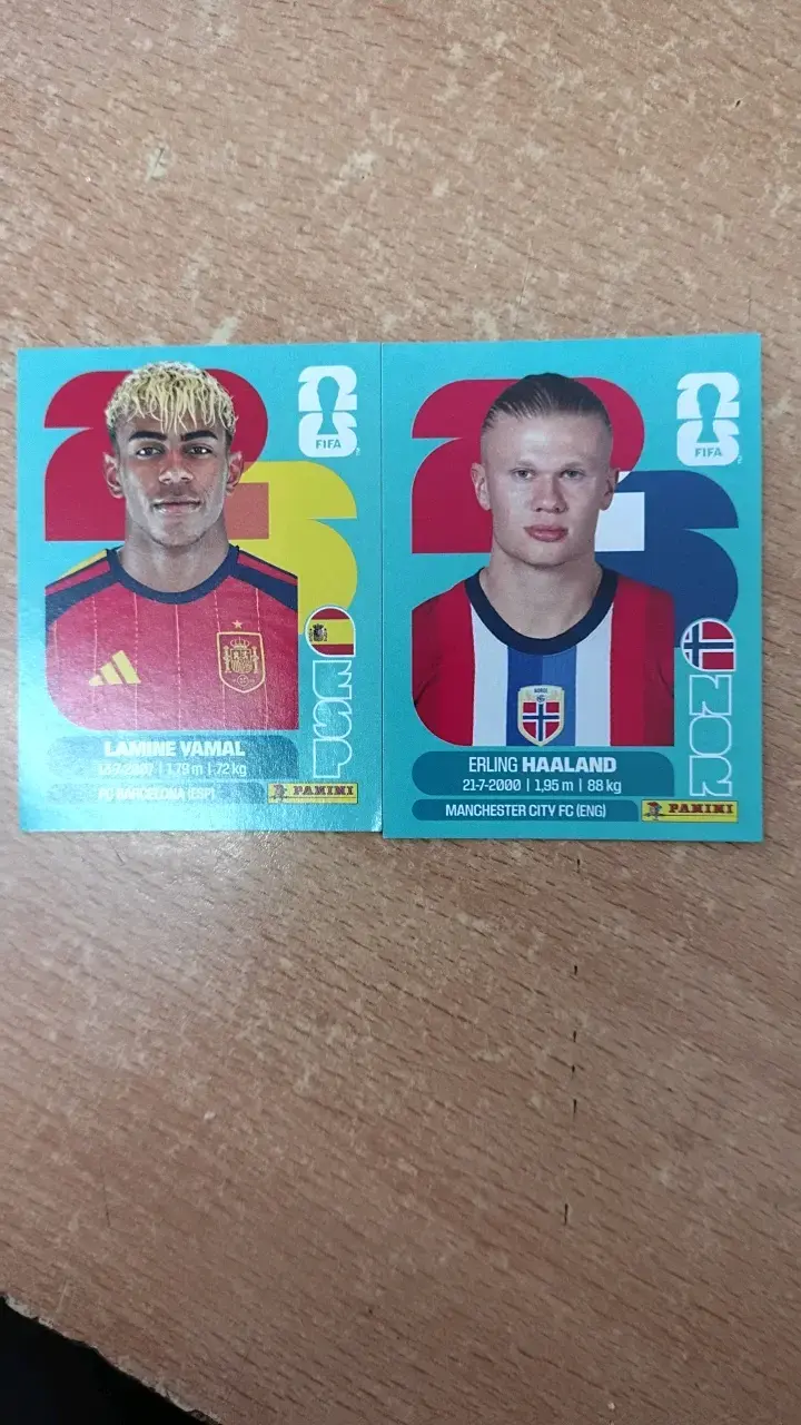 Láminas Panini FIFA 206 Lamine Yamal y Erling Haal