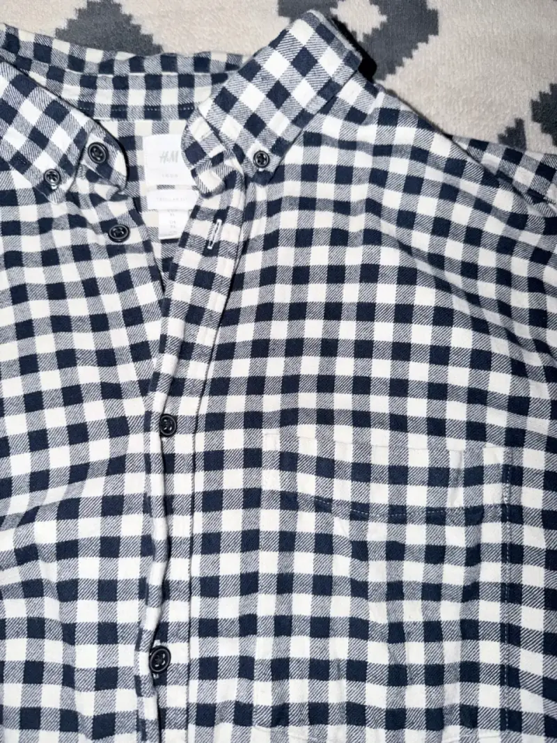 Camisa a cuadros beige y negro H&M - 2