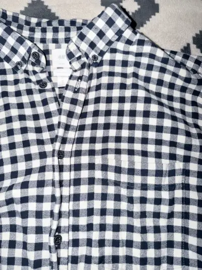 Camisa a cuadros beige y negro H&M - miniatura 2