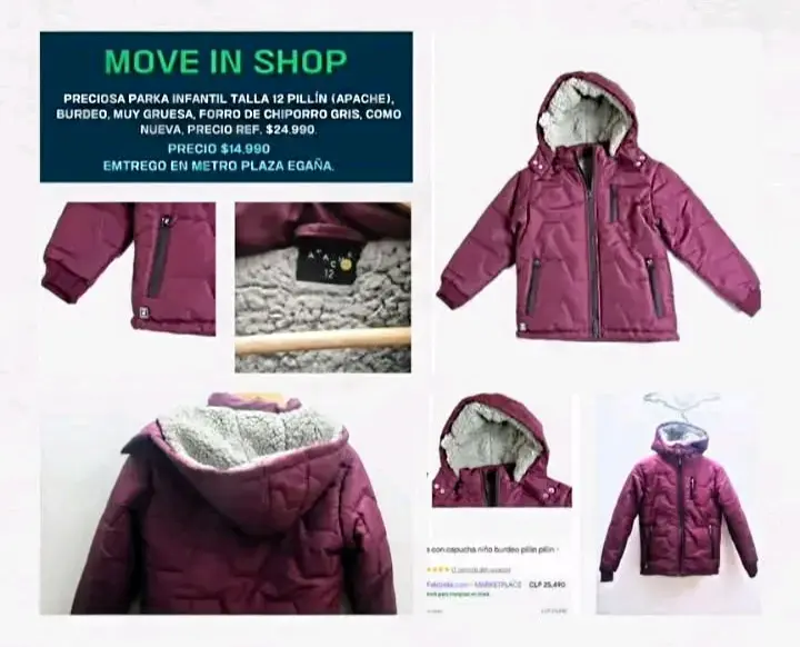 Parka infantil burdeo con capucha Pillin