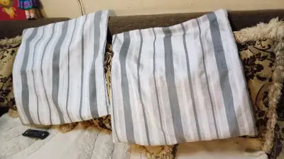 Fundas de cojín rayadas blancas y grises - miniatura 1