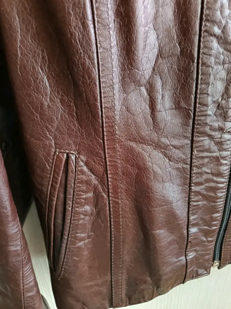 Chaqueta de cuero marrón para mujer - 6