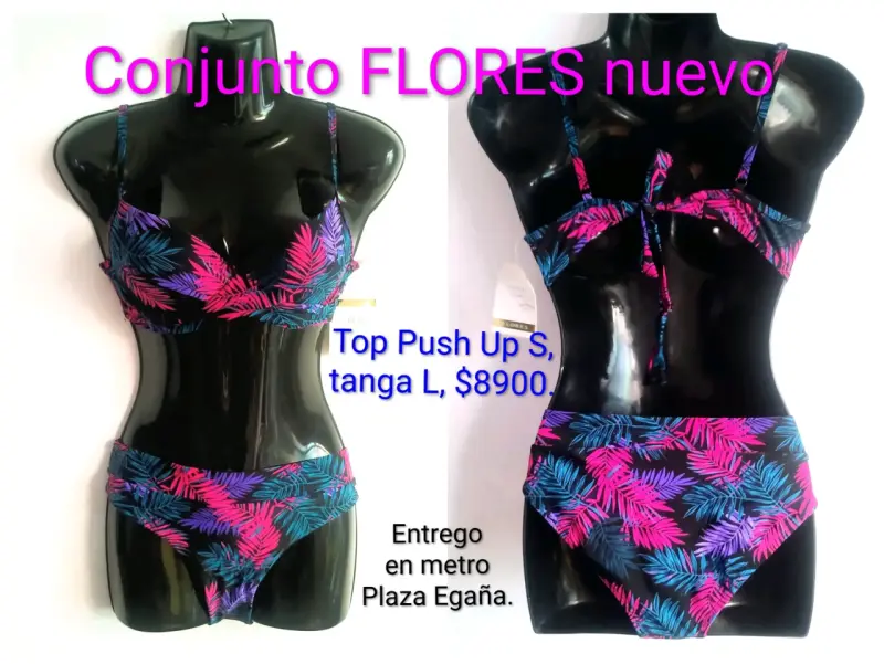Conjunto bikini flores push up nuevo