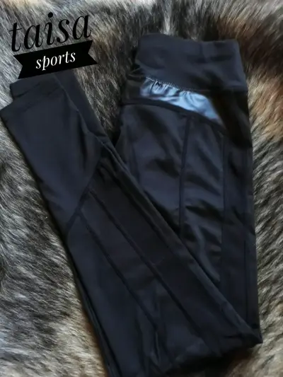 Leggings deportivos negros con paneles de malla - miniatura 5