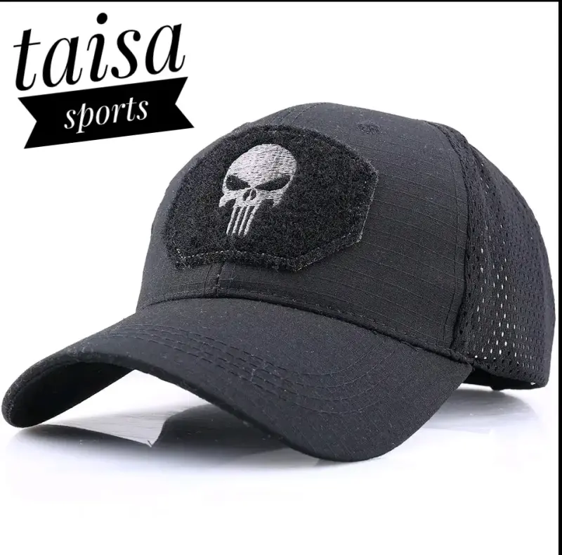 Gorra negra y gris con diseño de calavera - 1