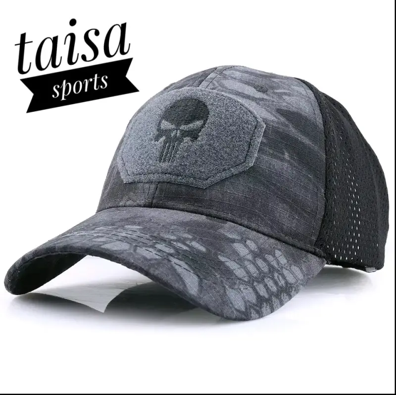 Gorra negra y gris con diseño de calavera - 2