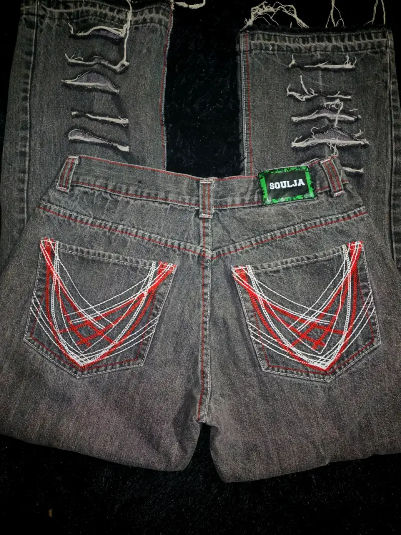 Jeans desgastados de mezclilla gris - 2