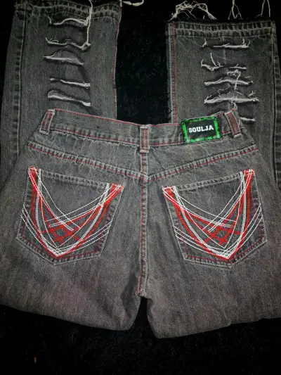 Jeans desgastados de mezclilla gris - miniatura 2