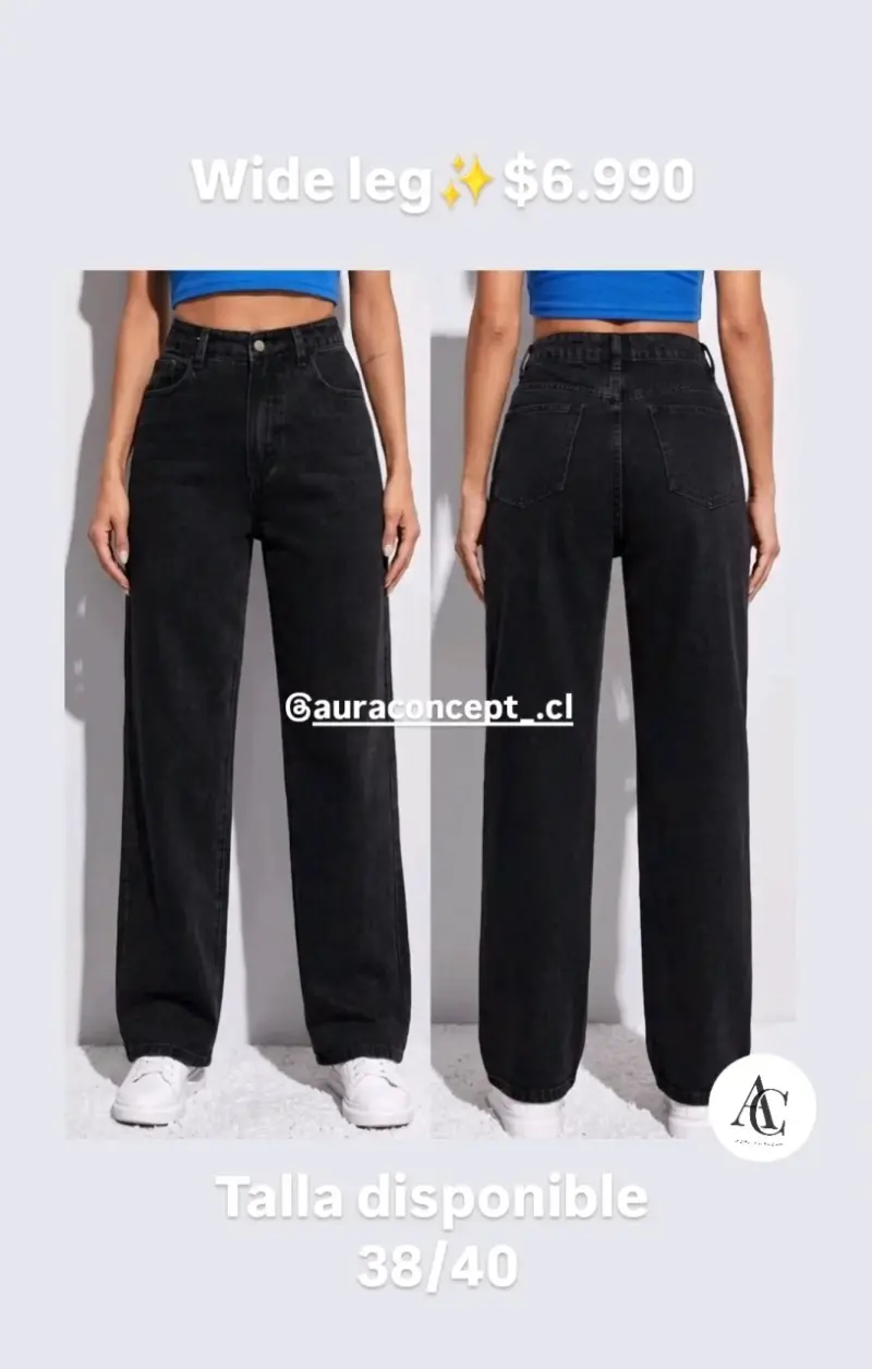 Jeans wide leg negros talla 38/40