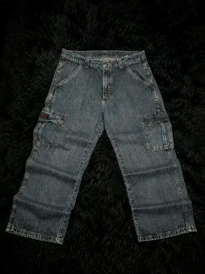 Pantalones cargo de mezclilla azul - miniatura 1