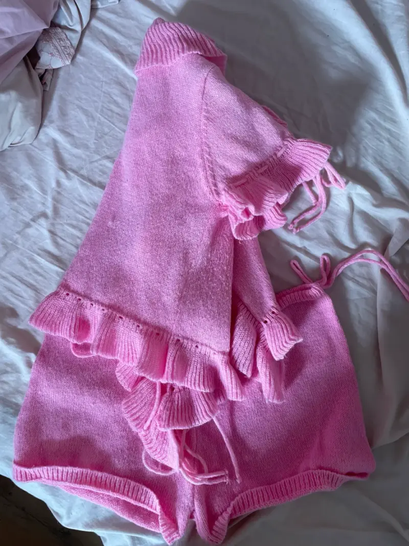 Conjunto de punto rosado - 3