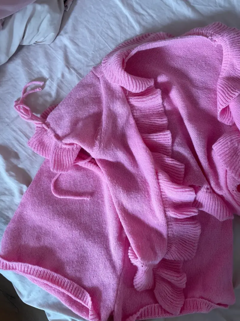 Conjunto de punto rosado - 4