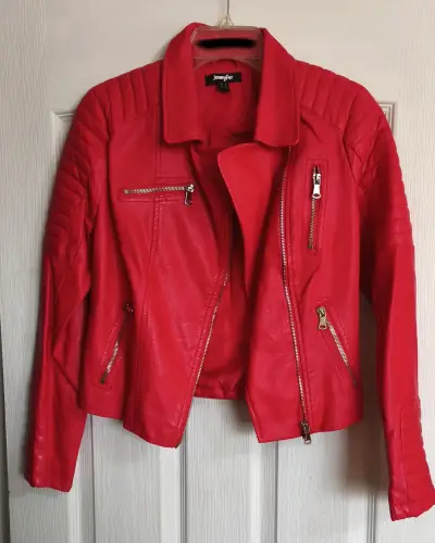 Chaqueta de eco cuero roja Jennifer con cierre - miniatura 1