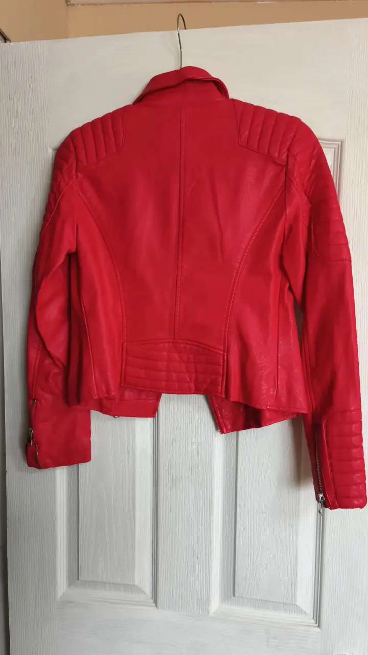 Chaqueta de eco cuero roja Jennifer con cierre - 2