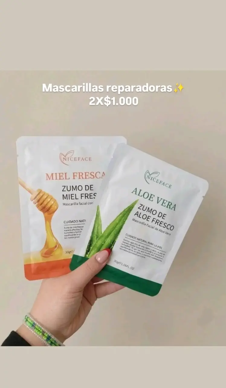 Mascarillas faciales miel y aloe vera