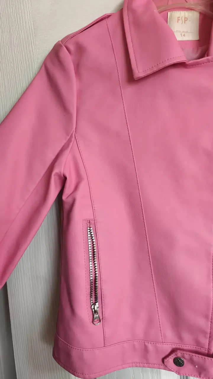 Chaqueta biker eco cuero rosa para mujer - 3