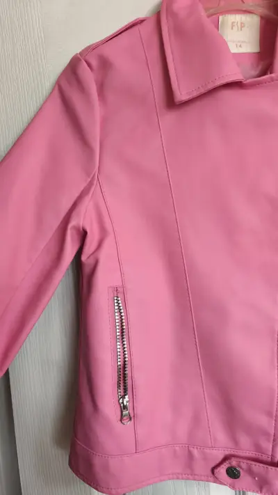 Chaqueta biker eco cuero rosa para mujer - miniatura 3