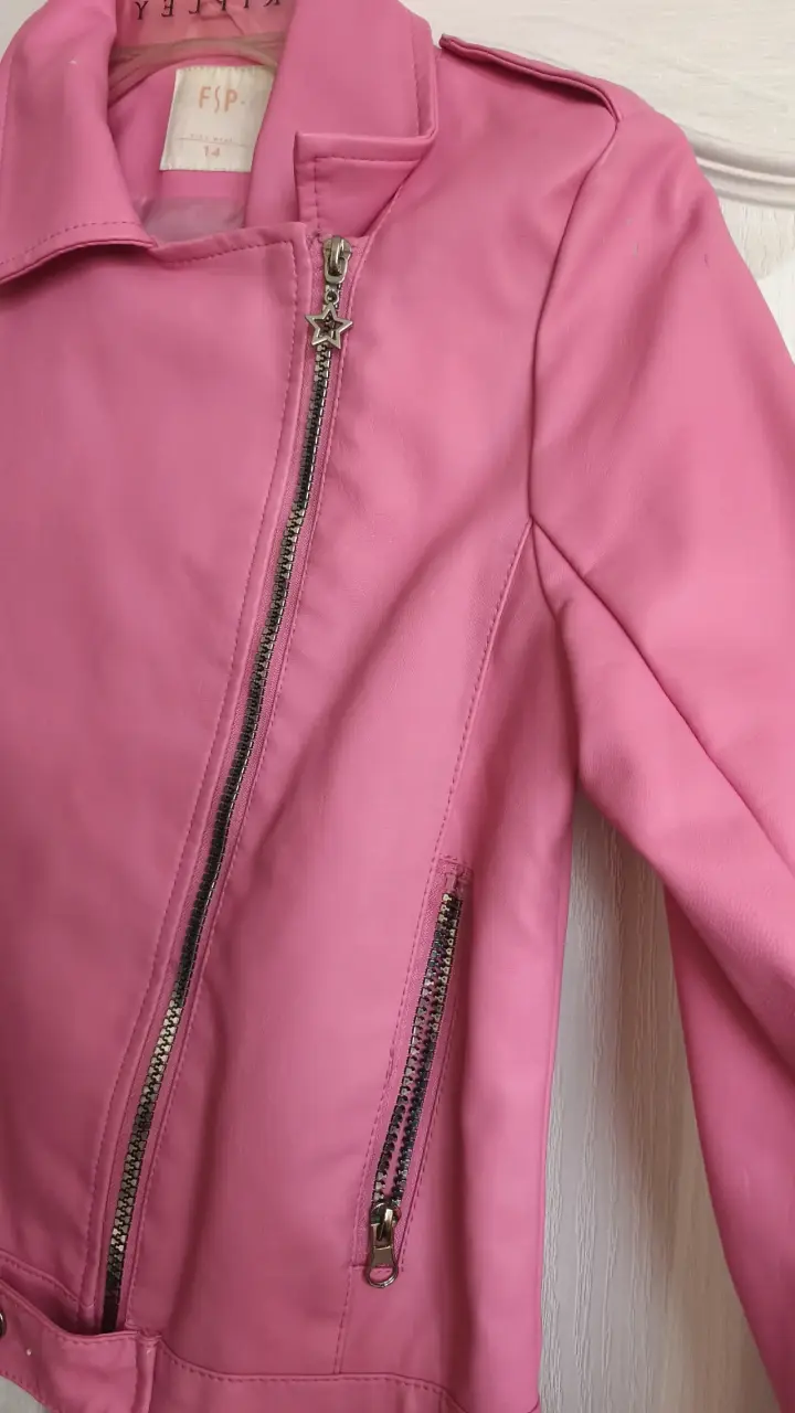 Chaqueta biker eco cuero rosa para mujer - 4