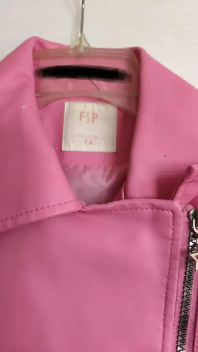 Chaqueta biker eco cuero rosa para mujer - miniatura 5