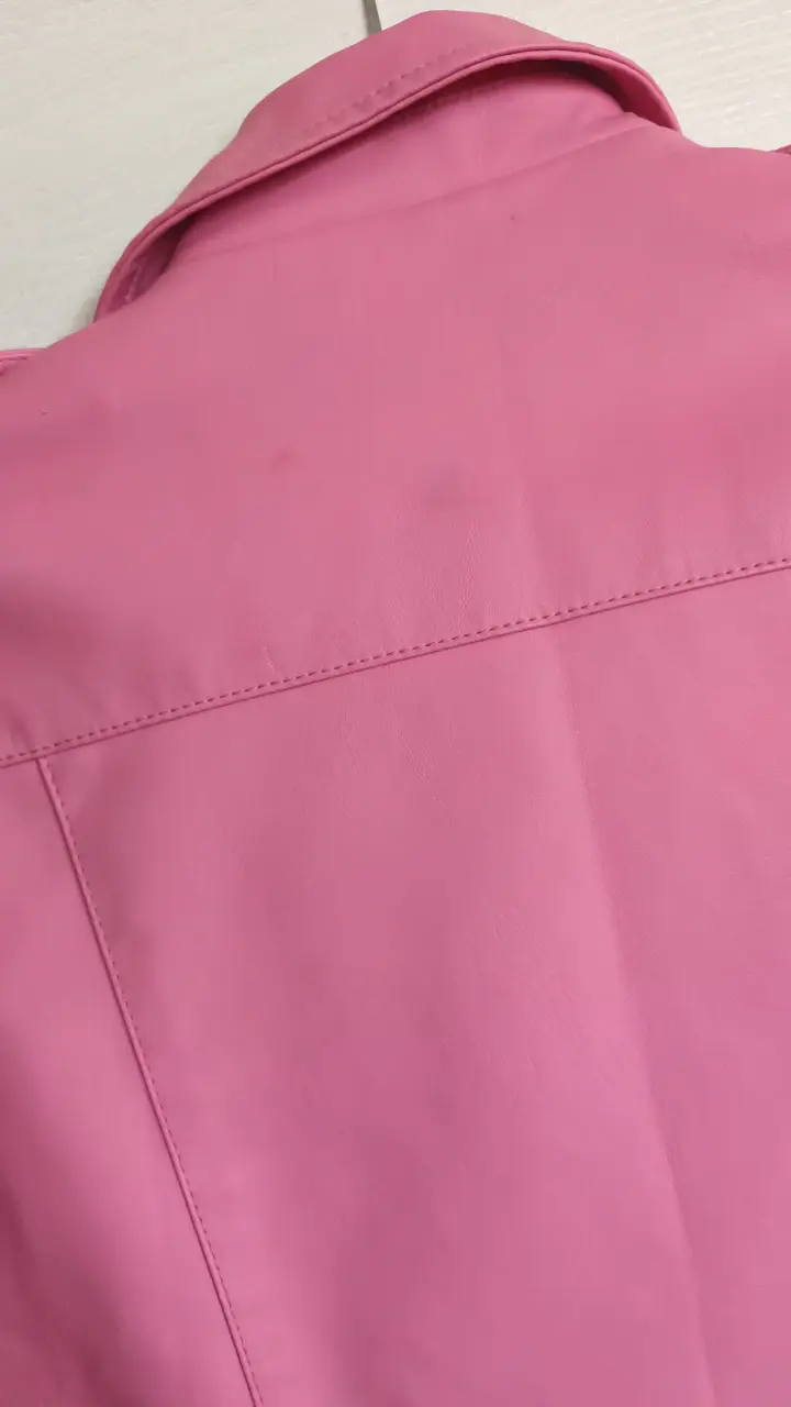Chaqueta biker eco cuero rosa para mujer - 6
