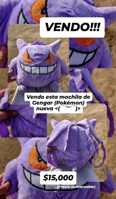 Mochila de peluche Gengar Pokémon nueva - miniatura 1