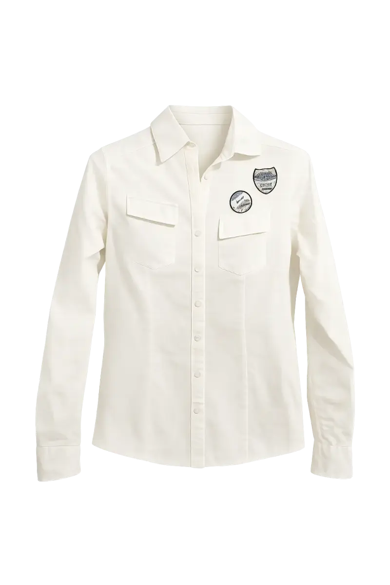 Camisa blanca con parches decorativos