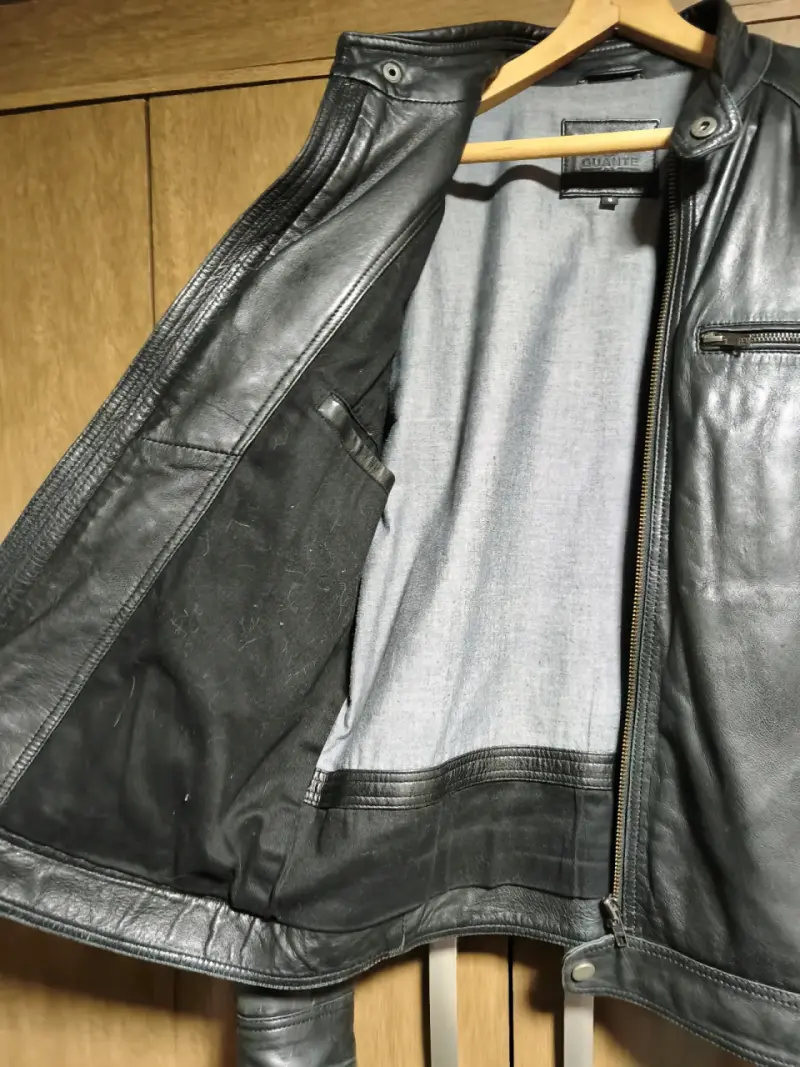 Chaqueta de cuero negra talla M - 5